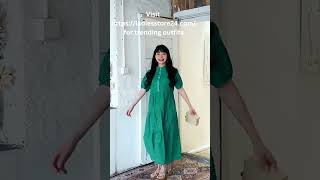 🥰Green long midi dress for summer #shorts #short #ytshorts
