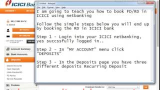 How to Open Recurring Deposit RD Account In ICICI Bank Online