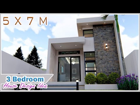 SMALL HOUSE DESIGN | 5 x 7 meters (16.4 x 22.9 ft) with 3 Bedroom Simple House