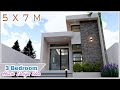 SMALL HOUSE DESIGN | 5 x 7 meters (16.4 x 22.9 ft) with 3 Bedroom Simple House