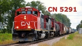 preview picture of video 'CN 5291 West (SD40-2W) by Charter Grove, Illinois on 7-28-2013'