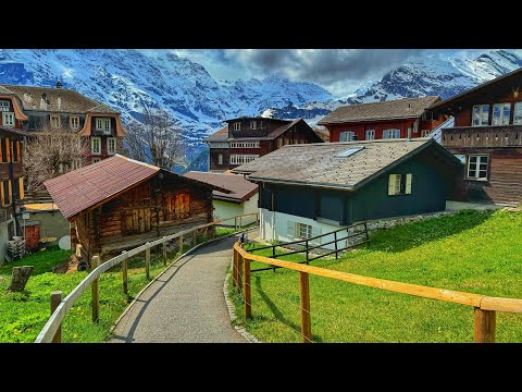 Rundgang in Mürren, Lauterbrunnen, Schweiz 4K - Unglaublich schönes Schweizer Dorf