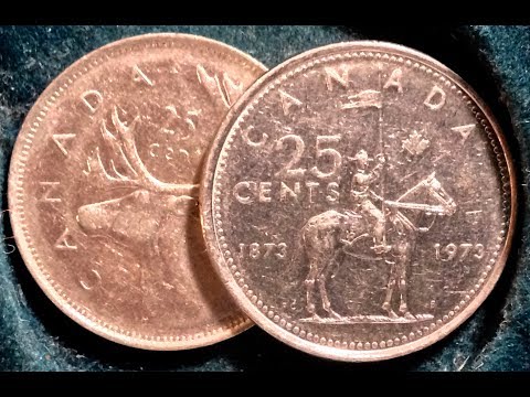 1968 Quarter (50% Silver) and 1973 Quarter (Commemorative Issue) Coins Of Canada