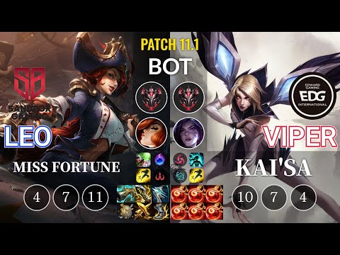 SB Leo Miss Fortune vs EDG Viper Kai'Sa Bot - KR Patch 11.1