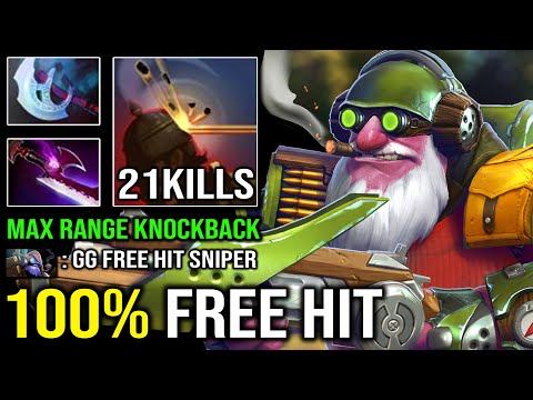 EPIC Fountain Rampage 100% Free Hit Max Range Knockback Sniper Nobody Can Get Near Him Dota 2