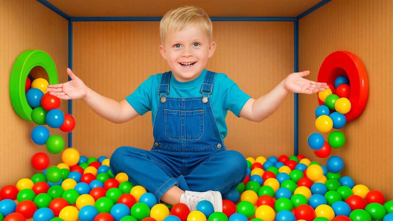 Oliver and Mom Box Fort Maze Challenge & More funny stories for kids