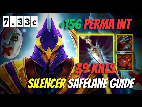 SILENCER 🔥🔥🔥 SAFELANE CRAZY 39 KILLS AGGRESIVE BOSS RAID +156 PERMA INT STEAL x2 RAMPAGE 7.33c Dota2