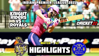 Kolkata Knight Riders Vs Rajasthan Royals | Match - 47 Highlights | IPL 2022 | Cricket22 Gameplay