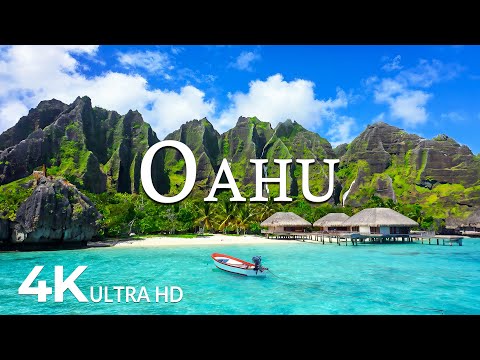 FLYING OVER OAHU ISLAND (4K UHD) – Soothing Music Along With Beautiful Nature Video - 4K Video UHD
