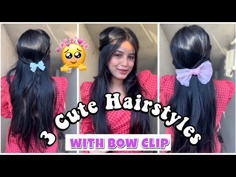 3 Cute Hairstyles with BOW Clips 🤗 ft. K Trends |...