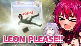 I think IRyS is trying to ISEKAI'd LEON by hitting him to the train again and again