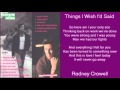 Rodney Crowell - Things I Wish I'd Said ( + lyrics 1989)