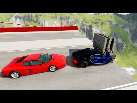 Open Bridge Jumps Through Brick Wall (Crash Test) - BeamNG.drive Insane Jumps Through Brick Walls