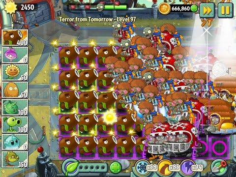 Plants vs Zombies 2 Terror from Tomorrow Epic Hack - Level 97 - The Coconut Cannon Bomb!