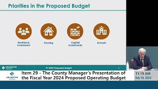 County Manager’s Presentation of the Fiscal Year 2024 Proposed Operating Budget