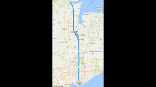 Entire length of Yonge St "longest street in the world" Toronto to Barrie by motorcycle [stabilized]