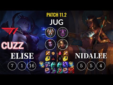 T1 Cuzz Elise vs Nidalee Jungle - KR Patch 11.2