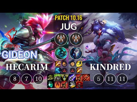 GRF GIDEON Hecarim vs Kindred Jungle - KR Patch 10.16