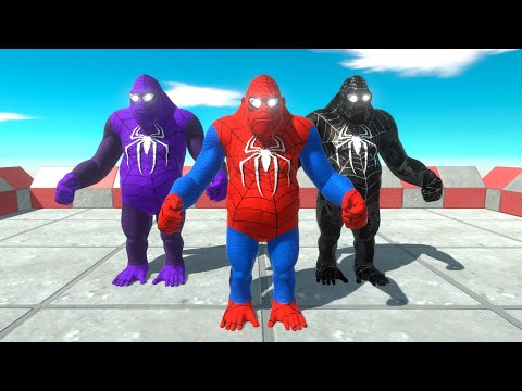 SPIDERMAN GORO THE GIANT & T-REX DEATH RUN - Animal Revolt Battle Simulator