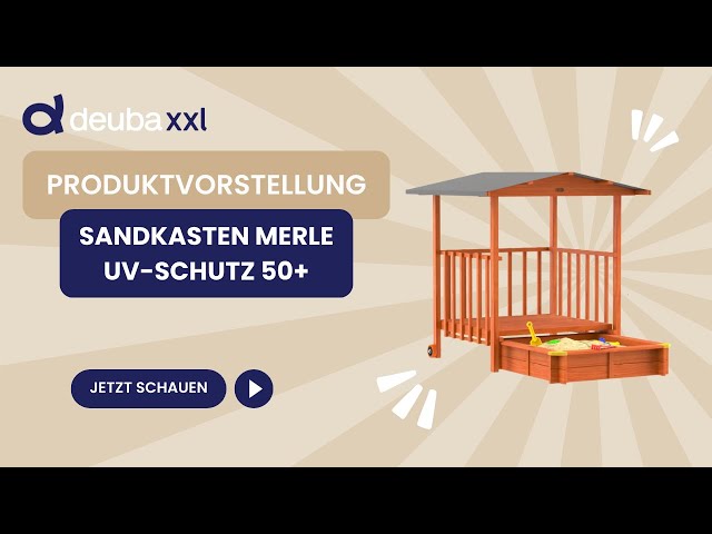 Video teaser for SPIELWERK® Sandkasten Merle UV-Schutz 50+ überdachte Spielveranda