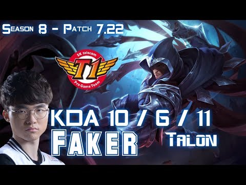 SKT T1 Faker TALON vs RYZE Mid - Patch 7.22 KR Ranked