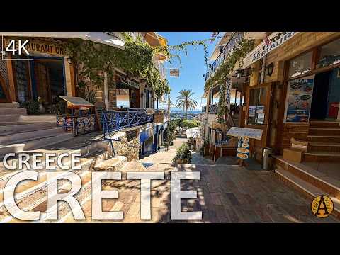 Crete, Greece, Agia Galini - Relaxing Walk in the Seaside Village for Mental Calm & De-stressing, 4K