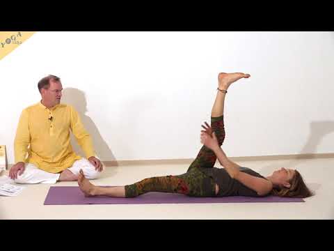 Liegender Spagat mit Händen am Knie - Yoga Asana Lexikon