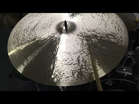 22" almost Flat Jazz Ride, Handhammered with handformed mini bell.