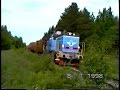 Trains in Hoting 1998 Begin juli 1998 stonden we een aantal dagen op een camping in Hoting (www.hotingscamping.se), vlak langs deze camping loopt de Inlandsbanan, waar we eerst de T44 346 langs zien rijden met een aantal houtwagons.
Het tweede shot is genomen op de Industrivägen, waar een T44 351 de zojuist samengestelde trein uithaalt vanaf het emplacement in Hoting, om vervolgens te vertrekken richting Östersund.
Het derde deel is opgenomen op het station van Hoting, waar de Inlandsbanan TMX 1013 staat met een aantal zelflossers die beladen worden met vuil ballast. Deze vertrekt vervolgens richting Östersund.
Er rijdt ook nog een klein railvoertuig "dressin" over de sporen van het station. From 7-7-1998 until 9-7-1998 we were camping on the campsite of Hoting http://www.hotingscamping.se/
Next to this campsite was the E45 and the Inlandsbanan where I first made a shot of the T44 346 passing by with some timber.
The second shot was made at the Industrivägen, close to the station, where we see the T44 351 shunting with the train that is about to depart in the direction of Östersund.
The third part is shot at the railwaystation of Hoting, where the TMX 1013 has its wagons loaded (with coal?). We also see a small railway vehicle (dressin) riding on the tracks before the TMX is leaving in the direction of Östersund.