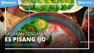 Minuman Menyegarkan dari Makassar, Es Pisang ijo yang Bertekstur Kenyal dengan Tumpukan Es Serut