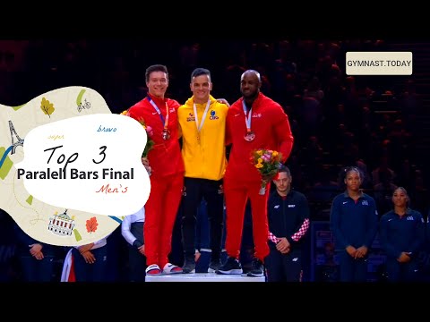 Top 3 in Men's Parallel Bars Event Final - 2022 Paris Gymnastics World Challenge Cup