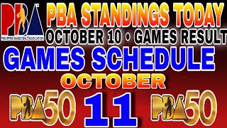 PBA STANDINGS TODAY OCTOBER 10, 2025 | GAMES RESULT | GAMES SCHEDULE October 11, 2025
