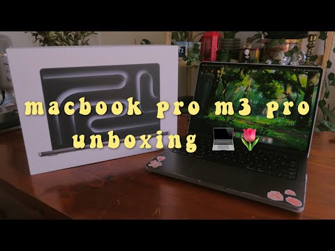 macbook pro 14" m3 pro 512gb (space black) aesthetic unboxing 💻🌱 setup, customisation + accessories