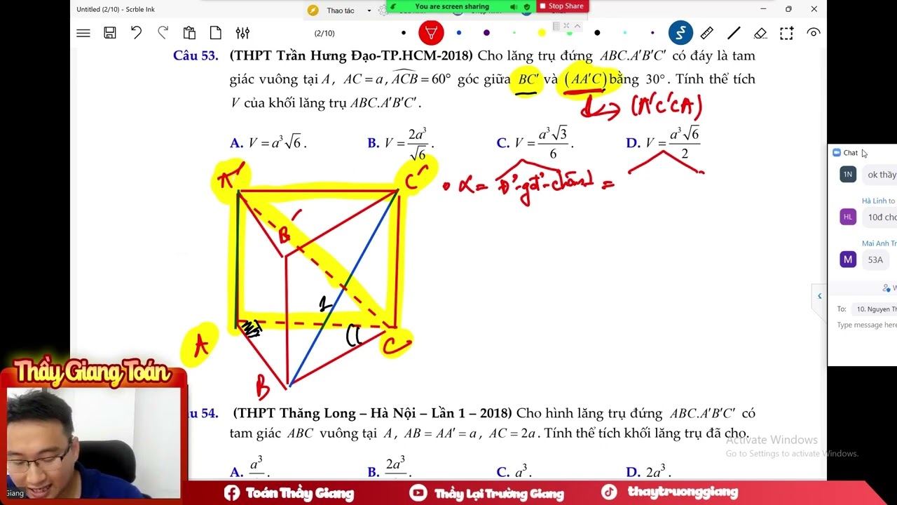 THỂ TÍCH KHỐI LĂNG TRỤ (BUỔI 1)
