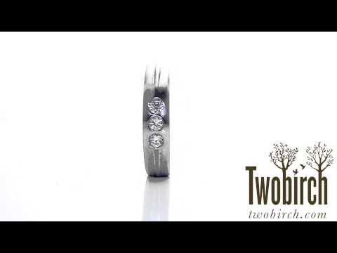 0.33ct. Three Stone Burnished Designer Shank Men's Wedding Ring - TwoBirch TB-GR-0068-WG-F