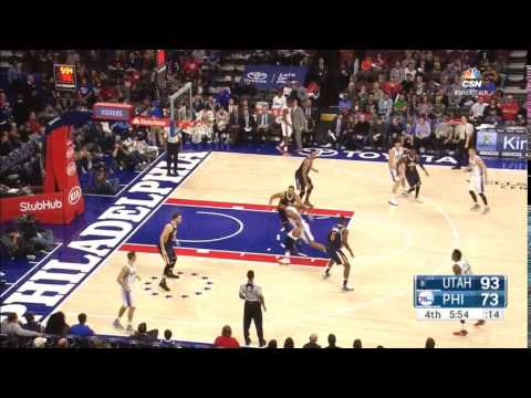 Jahlil Okafor dunks on Rudy Gobert - Jazz @ 76ers 11/7/2016