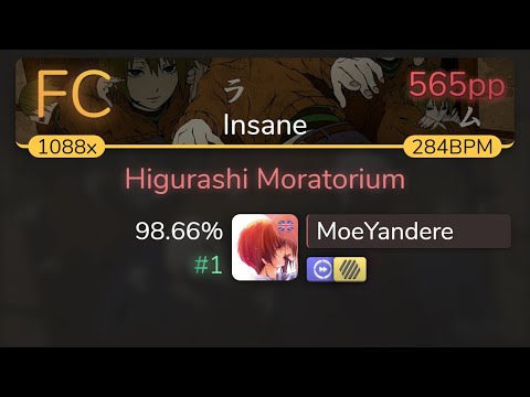 MoeYandere | Amatsuki - Higurashi Moratorium [Insane] +HDDT 98.66% {#1 565pp FC} - osu!