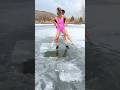 Let’s take an ice bath! #couple #frozen #icebath #icequeen #lake #couplegoals #hubby #winter #daily
