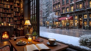 Warm November Café ❄️ Cozy Jazz Music & Fireplace Ambience for Study & Work