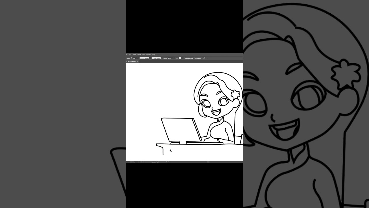 woman and the desktop #lineart #vector  #drawing