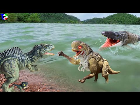 D-REX Vs GIGA Vs MOSASAURUS 🦖 DISTORTUS Rex Fight Scene| Jurassic World Rebirth