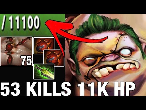 PUDGE WITH 11K HP + 53 KILLS + 75 FLESH HEAP AND 2 HEART OF TARRASQUE - Dota 2
