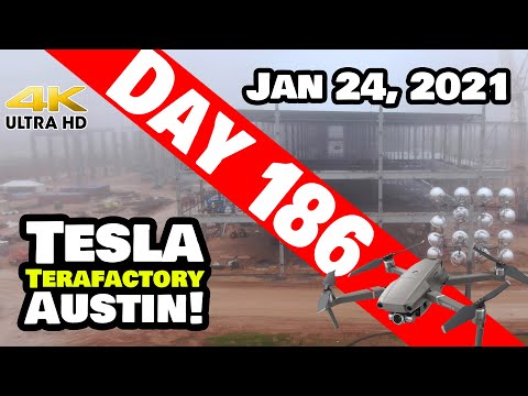 Tesla Gigafactory Austin 4K  Day 186 - 1/24/21 - Tesla Terafactory Texas - FOGGY DAY AT GIGA TEXAS!
