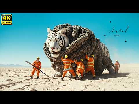 A heroic rescue mission saved a tiger surrounded by countless bizarre parasitic snakes!