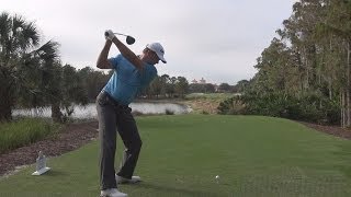 RETIEF GOOSEN LATE 2013 DRIVER GOLF SWING - DOWN THE LINE REGULAR SPEED & SLOW MOTION  - 1080p HD