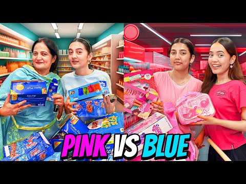 Pink Vs Blue Shopping Challenge🩷💙|Earthquake Aya😱|Sistrology