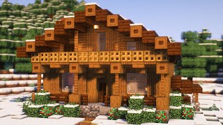 Minecraft: How To Build a Simple Winter Log Cabin