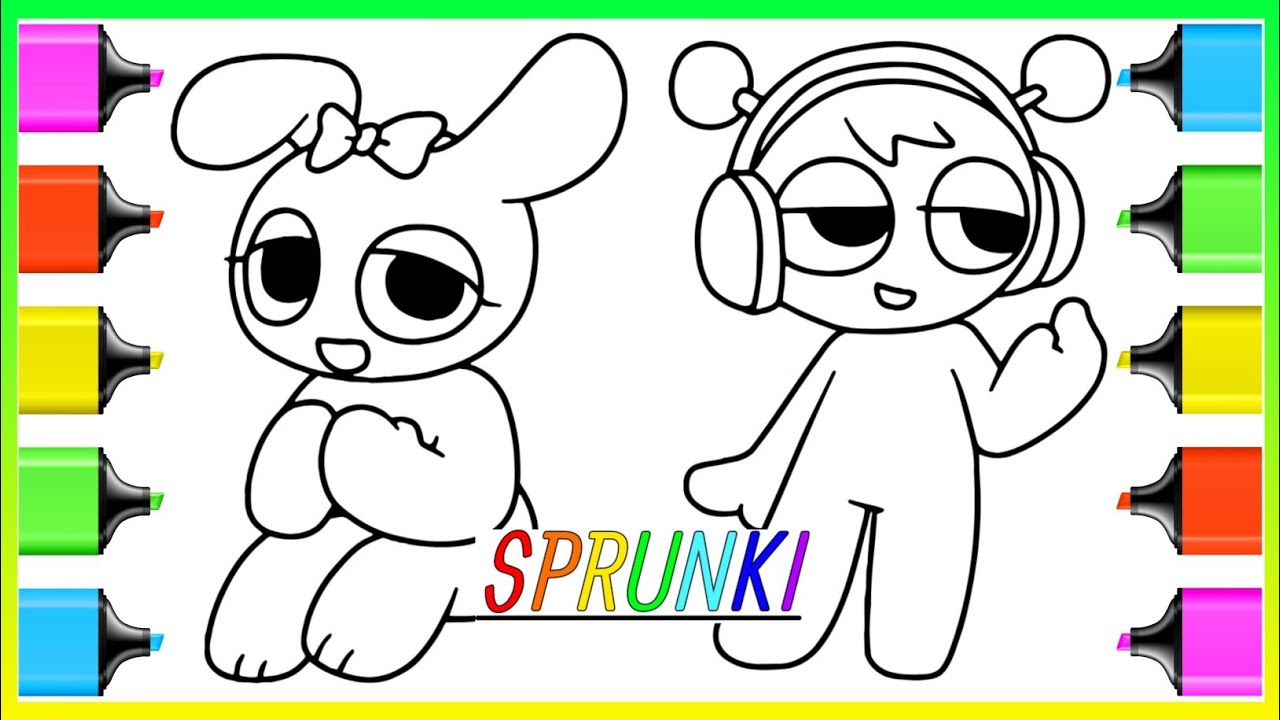 Coloring Fun Incredibox Sprunki - Pinki and Oren || Drawing Sprunki Coloring Pages