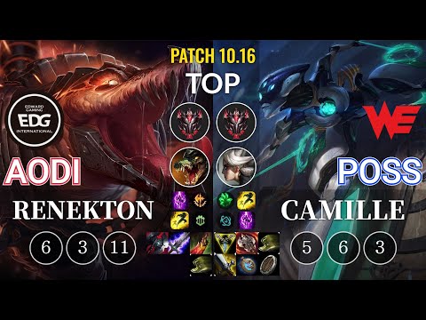 EDG Aodi Renekton vs WE Poss Camille Top - KR Patch 10.16