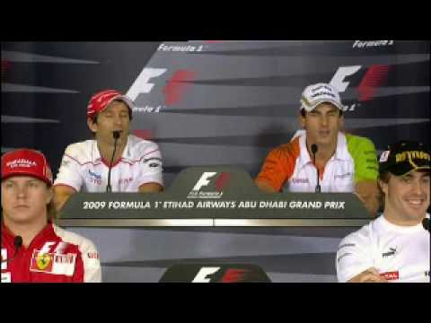 Jarno Trulli and Adrian Sutil conversation after the crash at Brazil 2009.